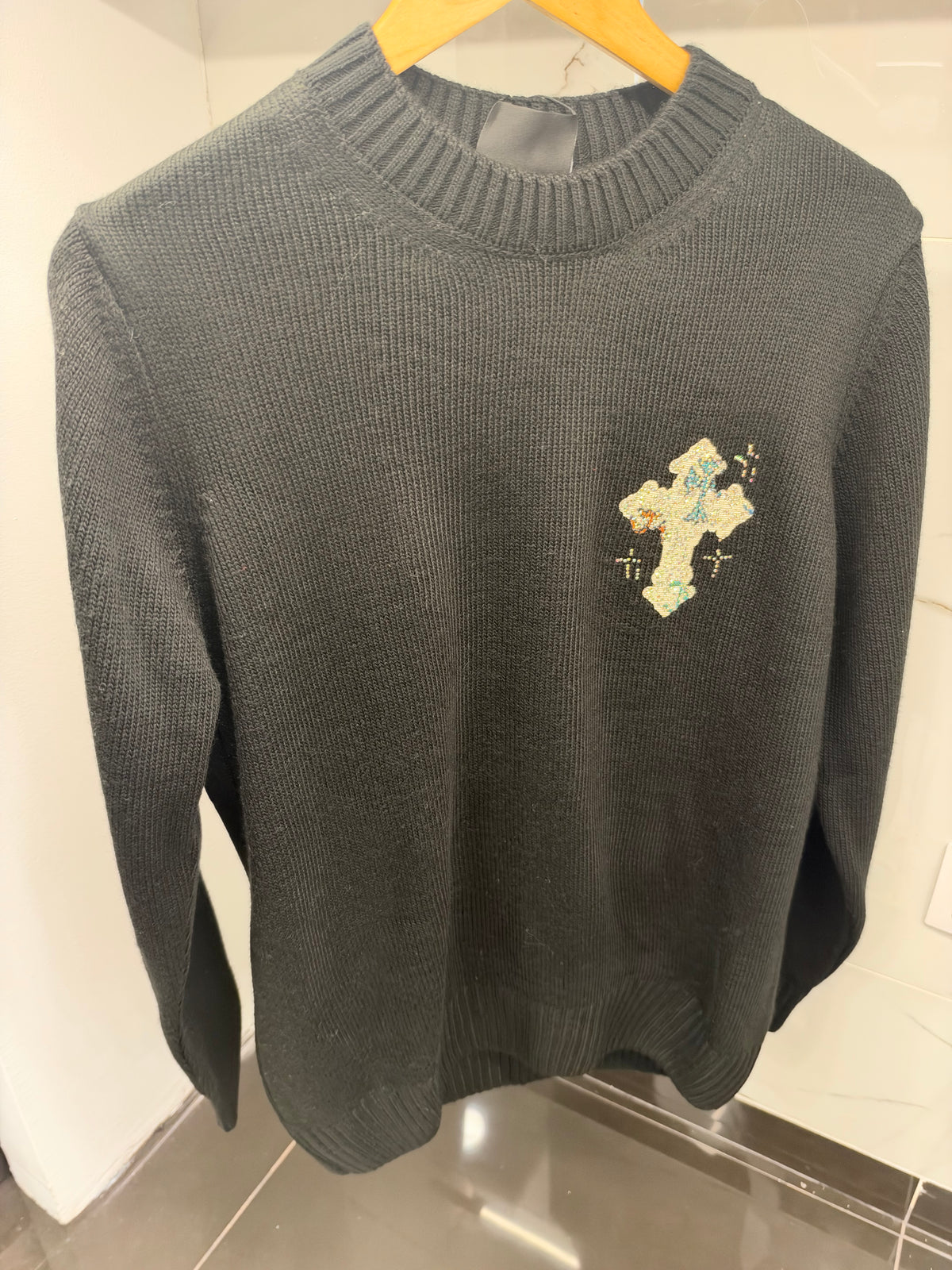Chrome Hearts Cross Embellished Knit Sweater – Μαύρο Πλεκτό