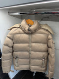 Moncler Beige Hooded Puffer Jacket – Μπεζ Φουσκωτό Μπουφάν με Κουκούλα