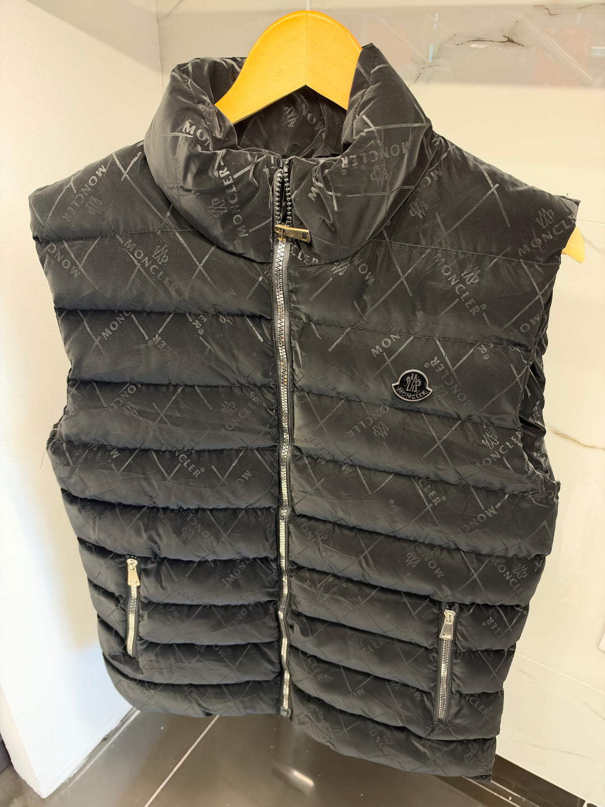 Moncler Black Monogram Puffer Vest