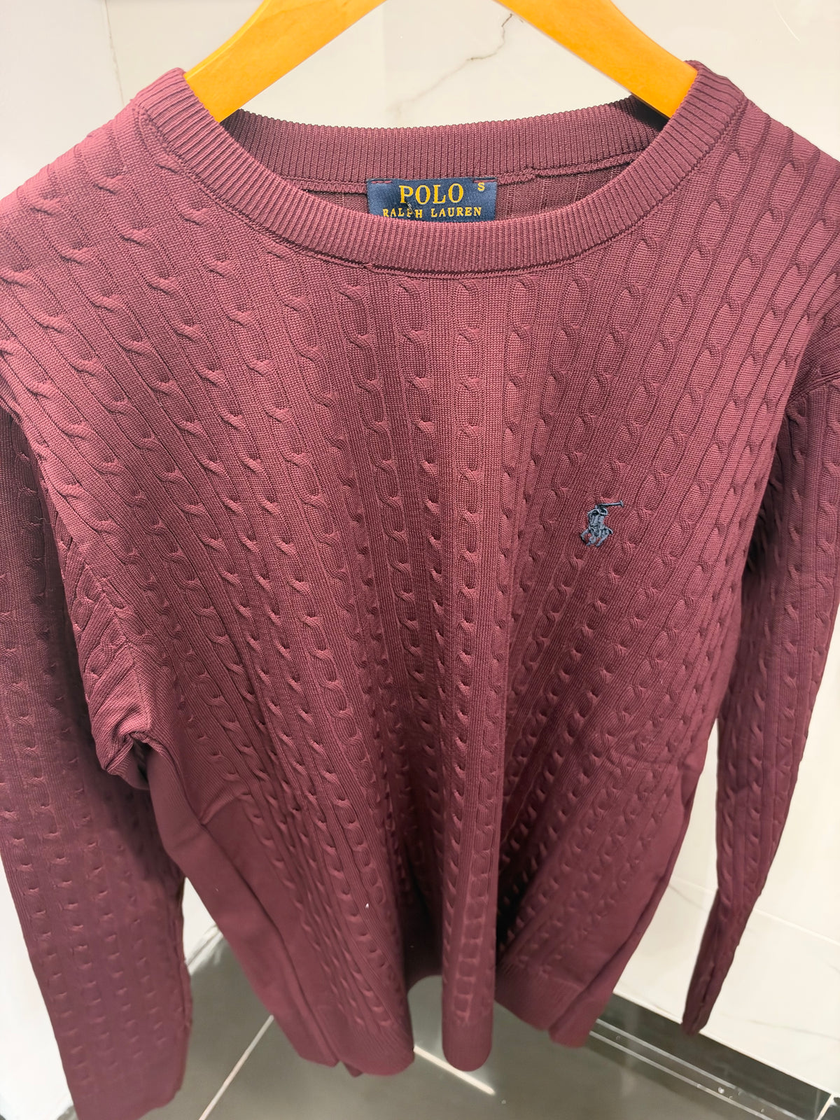 Polo Ralph Lauren Cable Knit Sweater – Ανδρικό Πλεκτό Πουλόβερ Μπορντό / Burgundy