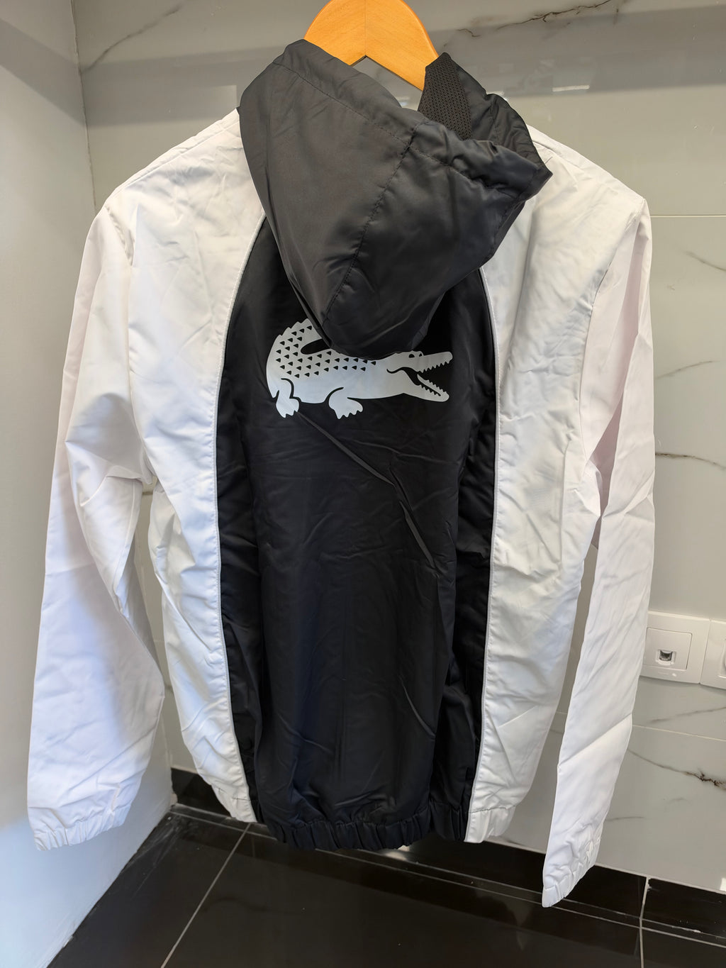 Lacoste Crocodile Windbreaker Tracksuit – Σετ Αντιανεμικής Φόρμας Μαύρο/Λευκό