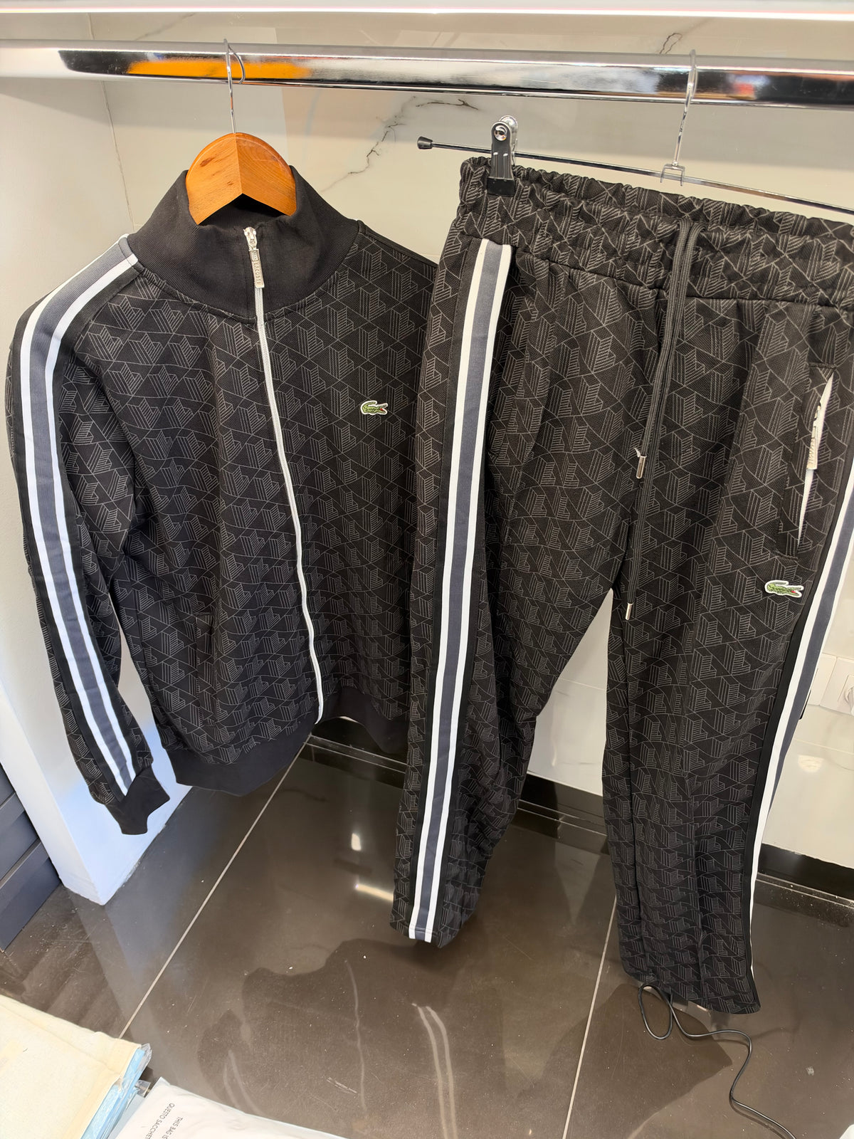 Lacoste Monogram Stripe Tracksuit – Σετ Φόρμας Μαύρο