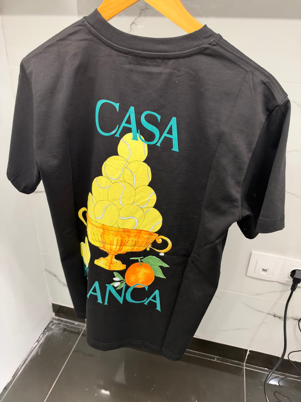 Casablanca Black Tennis Fruit Print T-Shirt