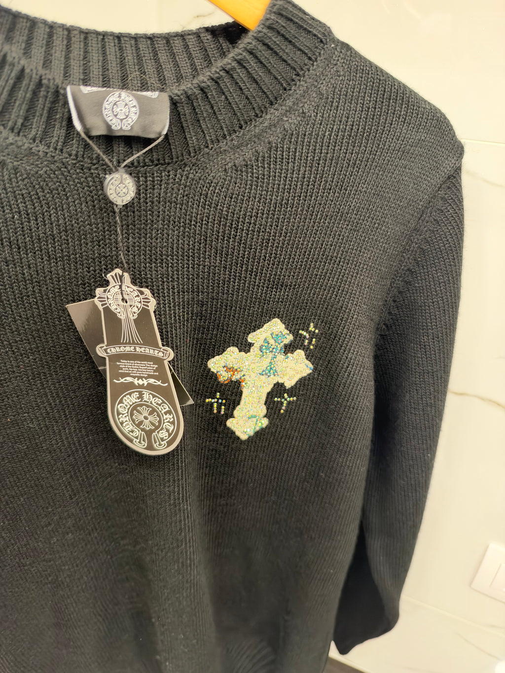 Chrome Hearts Cross Embellished Knit Sweater – Μαύρο Πλεκτό