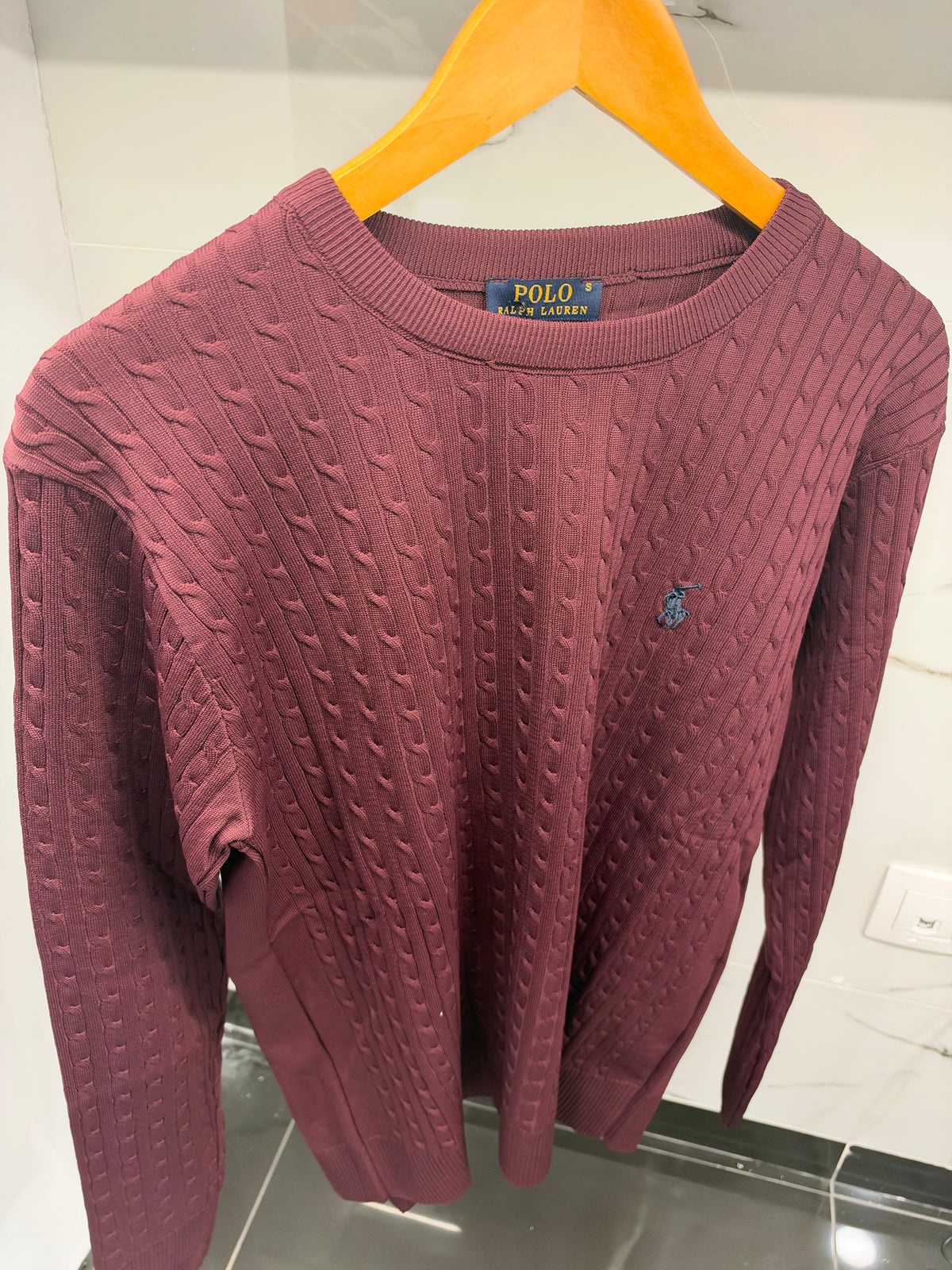 Polo Ralph Lauren Cable Knit Sweater – Ανδρικό Πλεκτό Πουλόβερ Μπορντό / Burgundy