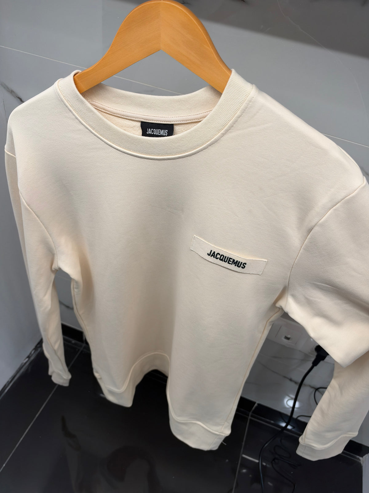 Jacquemus Logo Crewneck Sweatshirt – Ανδρική Μπλούζα Φούτερ Εκρού / Off White