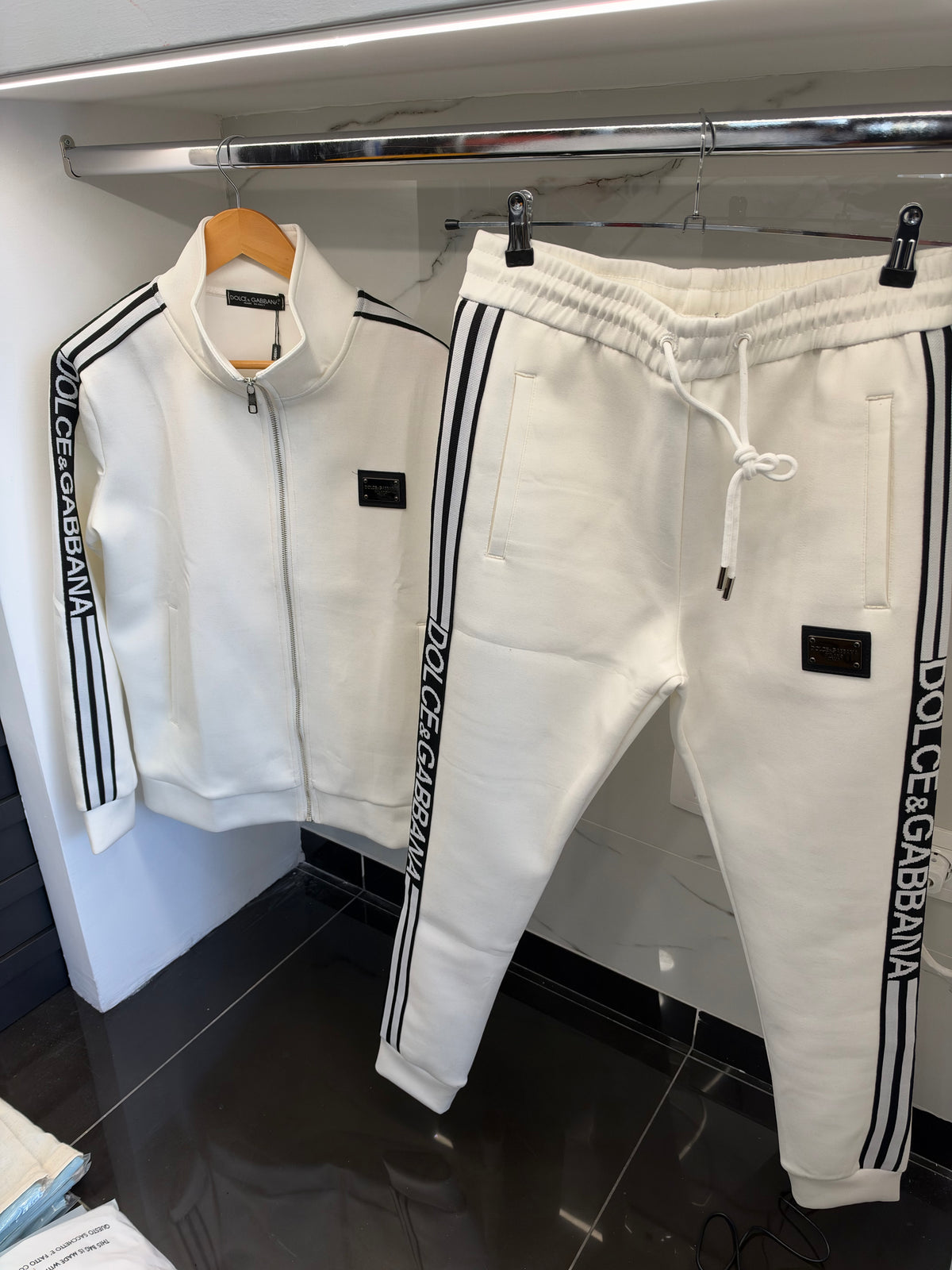 Dolce & Gabbana Logo Stripe Tracksuit – Σετ Φόρμας Λευκό/White