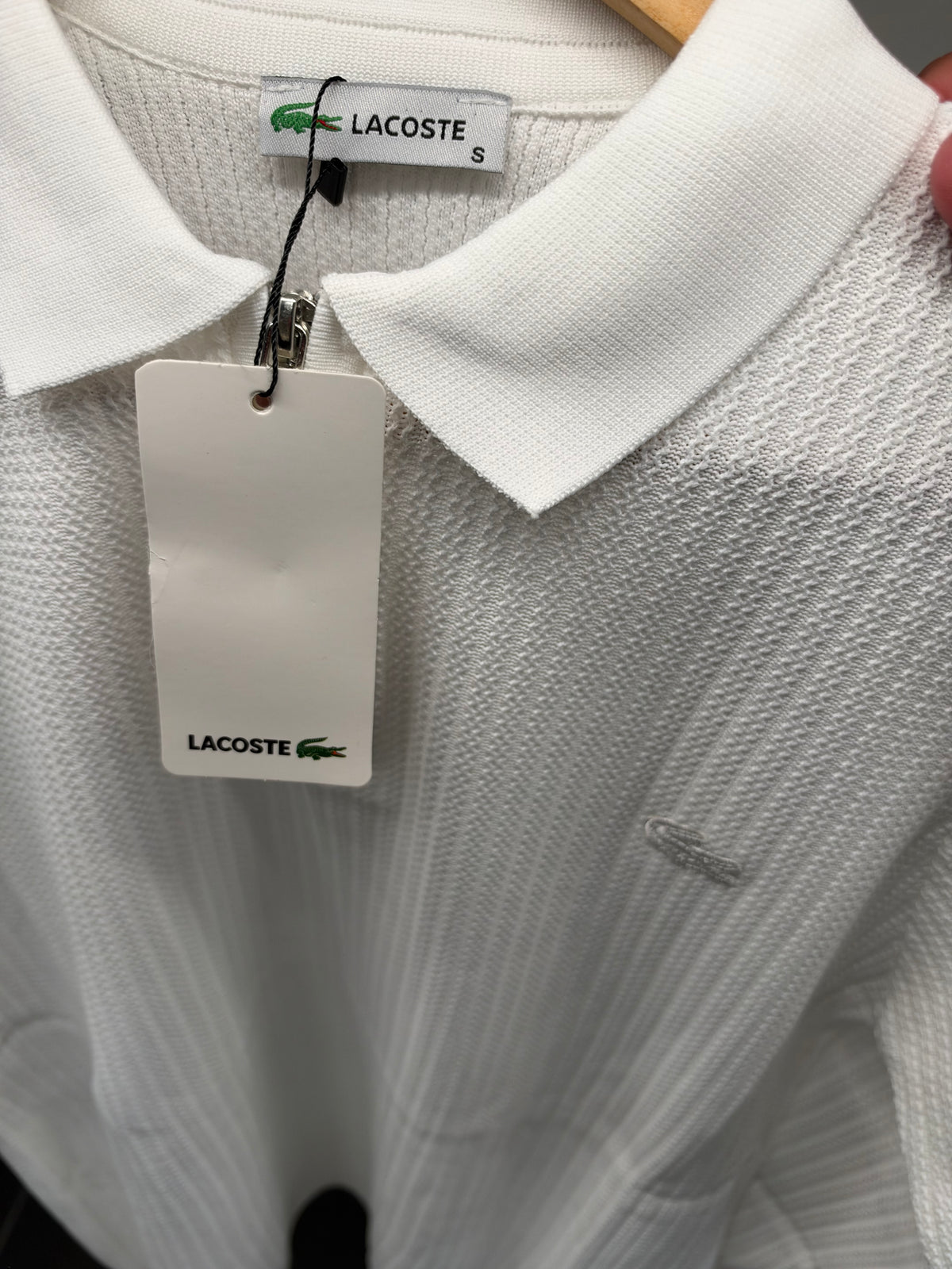 Lacoste Textured Zip Polo – Ανδρική Πλεκτή Μπλούζα με Φερμουάρ Λευκό/White