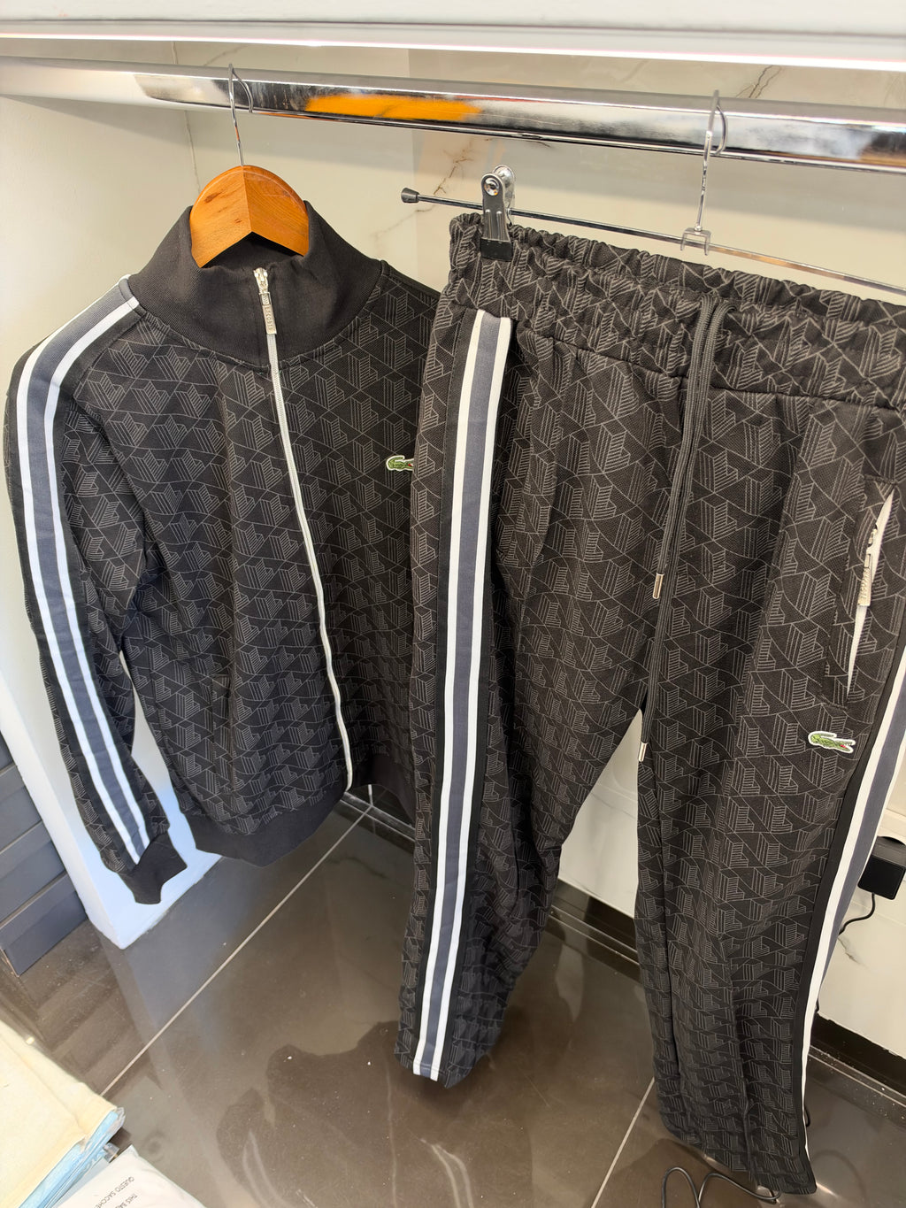 Lacoste Monogram Stripe Tracksuit – Σετ Φόρμας Μαύρο