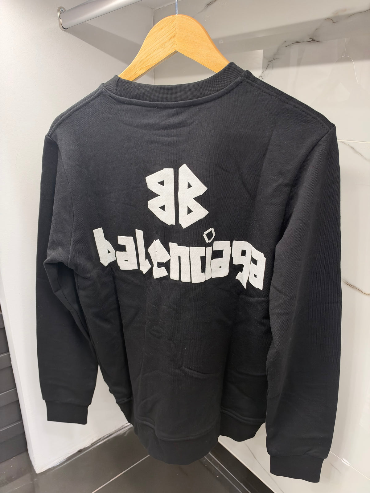 Balenciaga Logo Crewneck Sweatshirt – Ανδρική Μπλούζα Φούτερ Μαύρο / Black