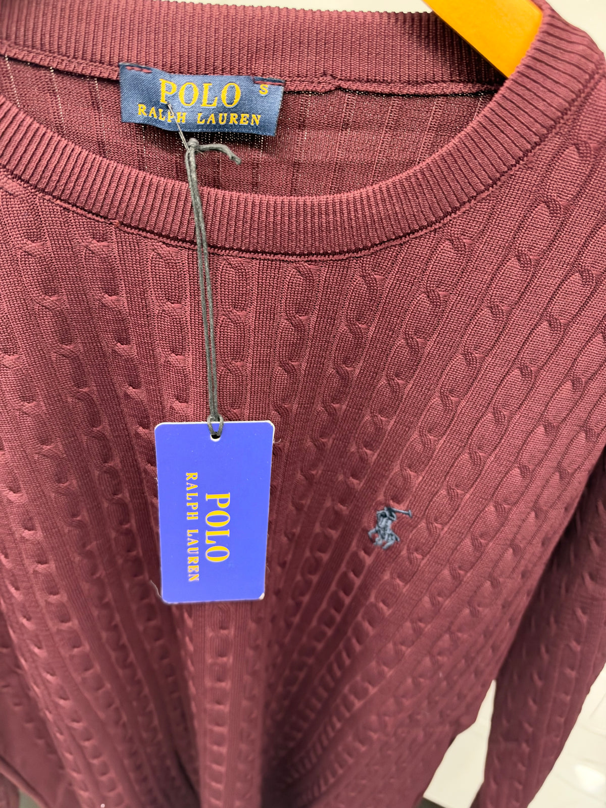 Polo Ralph Lauren Cable Knit Sweater – Ανδρικό Πλεκτό Πουλόβερ Μπορντό / Burgundy