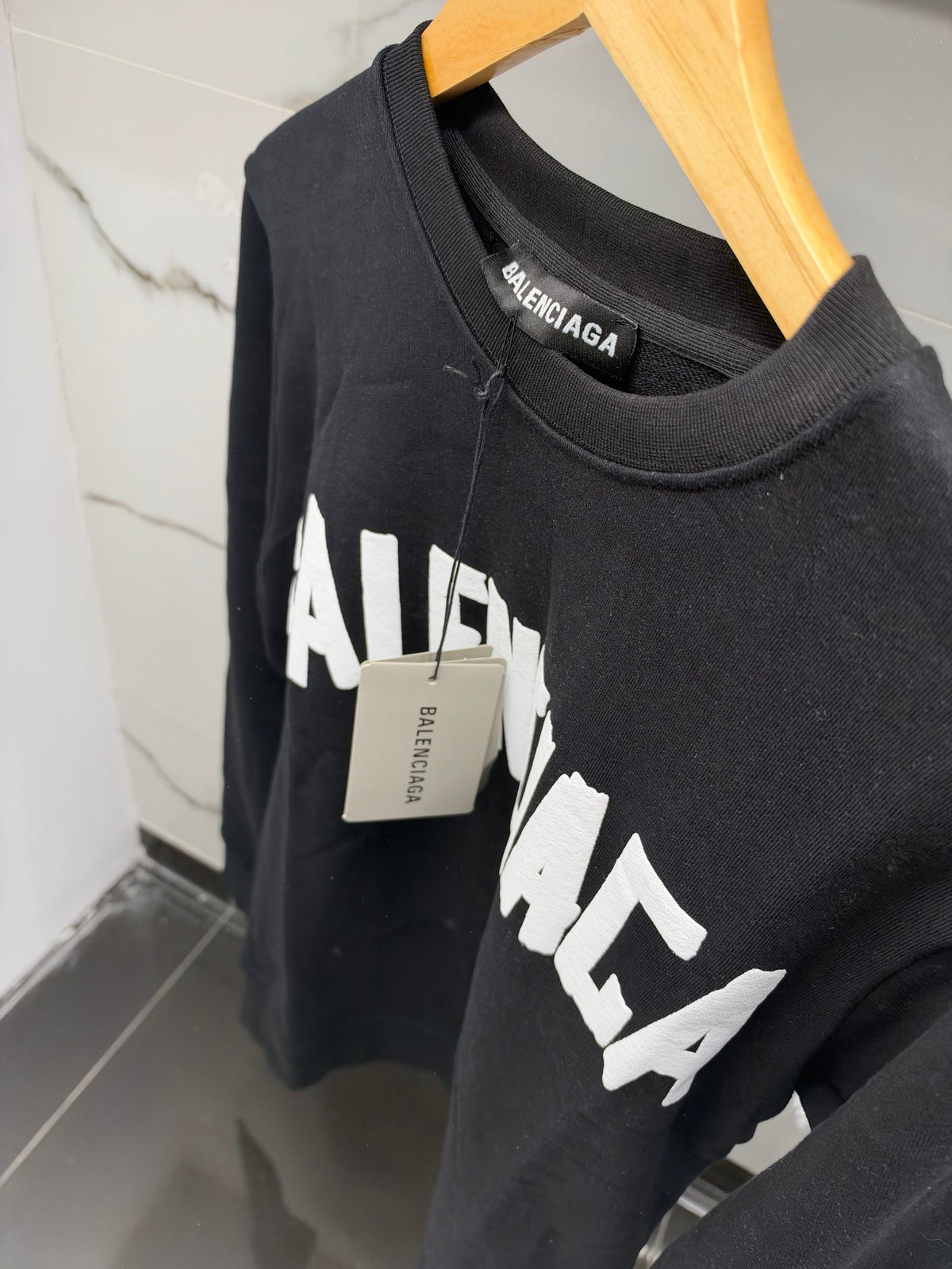 Balenciaga Logo Crewneck Sweatshirt – Ανδρική Μπλούζα Φούτερ Μαύρο / Black