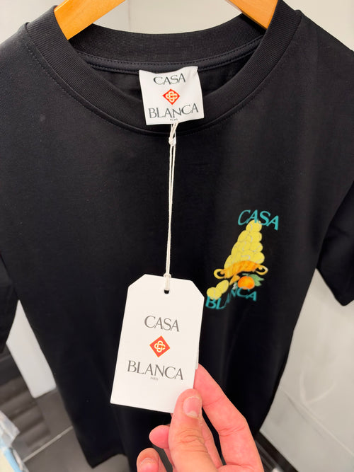Casablanca Black Tennis Fruit Print T-Shirt