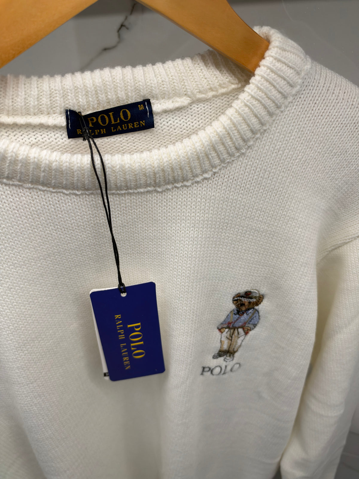 Polo Ralph Lauren Heritage Bear – Ανδρικό Πλεκτό Πουλόβερ Λευκό