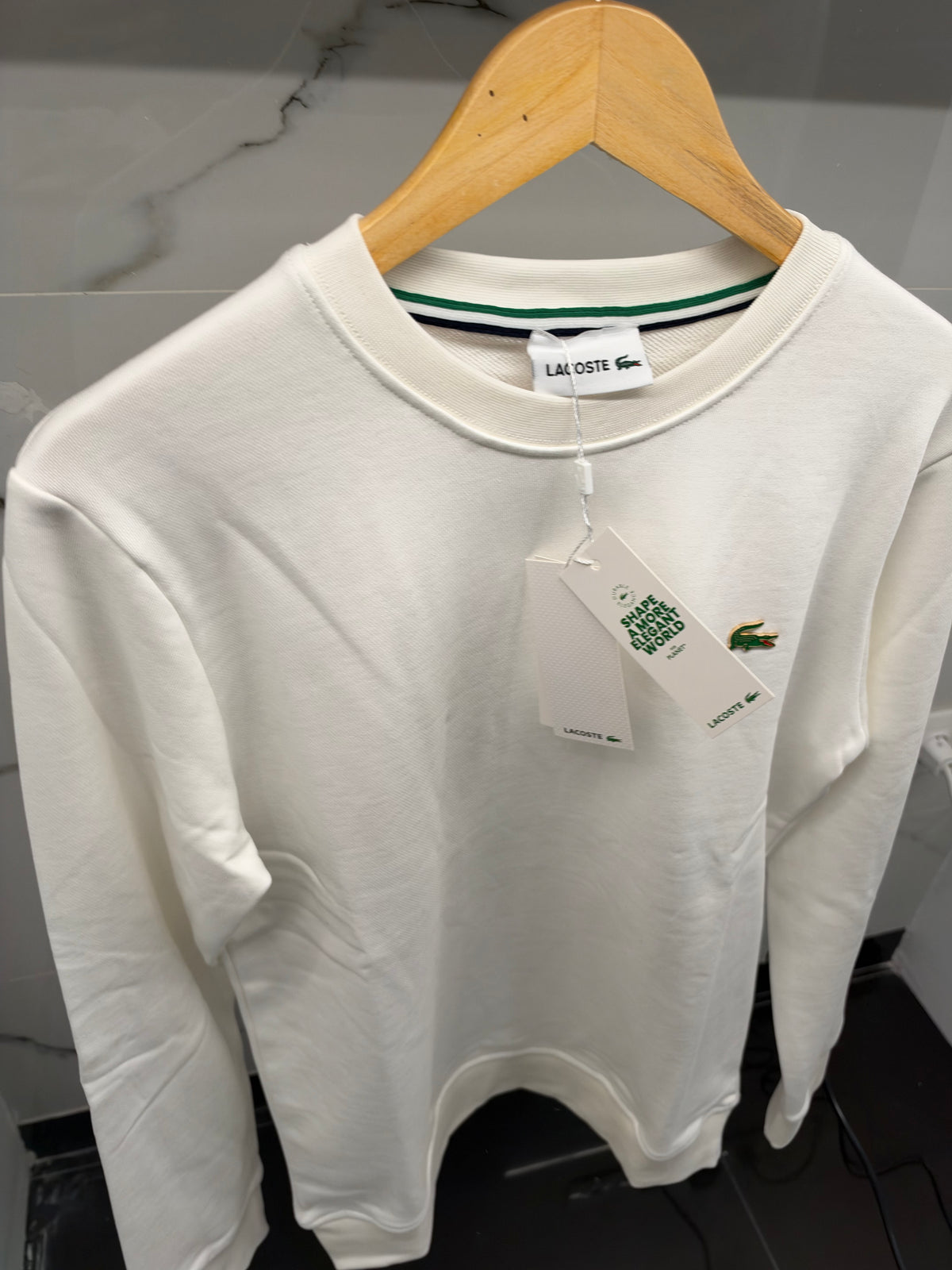 Lacoste Classic Crewneck Sweatshirt – Ανδρική Μπλούζα Φούτερ Λευκό / White