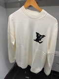 Louis Vuitton LV Embellished Knit Sweater – Λευκό  Πλεκτό με Μαύρο Monogram