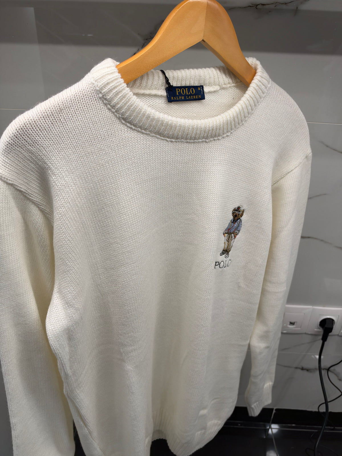 Polo Ralph Lauren Heritage Bear – Ανδρικό Πλεκτό Πουλόβερ Λευκό