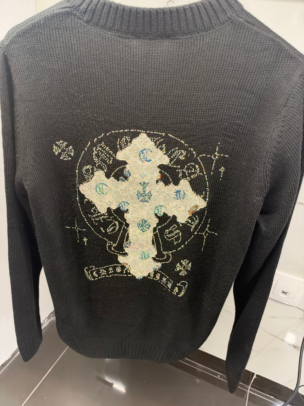 Chrome Hearts Cross Embellished Knit Sweater – Μαύρο Πλεκτό