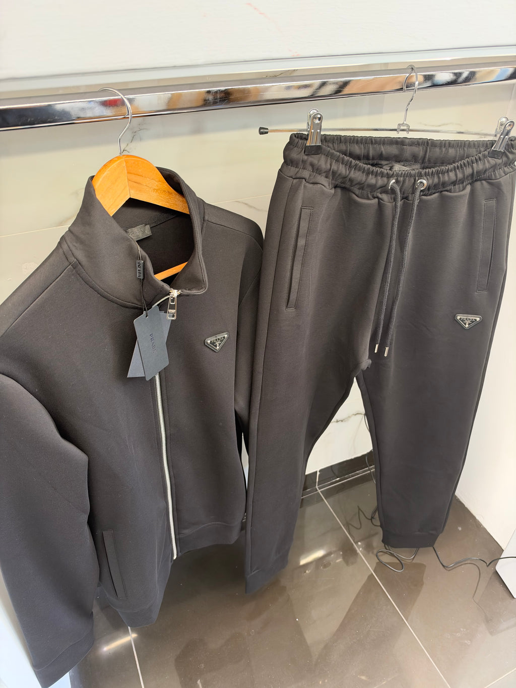 Prada Triangle Logo Tracksuit – Σετ Φόρμας Μαύρο
